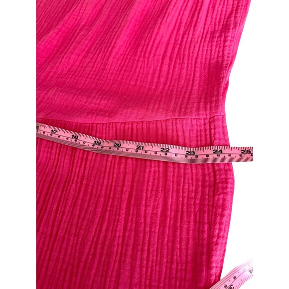 4Our Dreamers Gauzy Cotton Tiered Maxi Dress Sz L Hot Pink Boho Beach Feminine - Picture 7 of 10